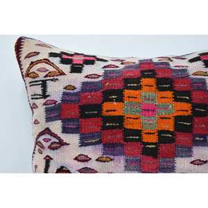 Multicolor Bohemian Kilim Pillow 28x28 Inch Luxury Silk Cushion Woven Vintage Print Pattern for <b>Sofa</b> <b>Floor</b> Use for Christmas - Product Image 2