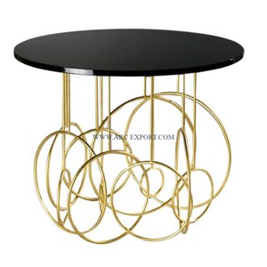 Table basse décorative fantaisie en métal et fer avec dessus en verre meubles de salon meilleure vente de table basse faite à la main - Product Image 2