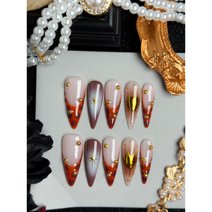 Uñas Postizas Amber Eclipse, Diseño Elegante y Moderno para Entusiastas del Nail Art - Product Image 2