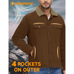 2025 High Quality Men's Winter Windbreaker <b>Jacket</b> For Men High Streetwear Custom Design Corduroy Knitted Fabric <b>Light</b> Dyed - Product Image 3