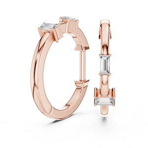Boucles d'oreilles pendantes en or rose 14 carats avec diamants de laboratoire taille bug-cut |   Vêtements de soirée |   Nouveau diamant cultivé - Product Image 5