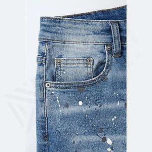 Pantalones Vaqueros de Mezclilla de Algodón de Alta Calidad al por Mayor, Estilo Urbano, Desgastados, Rotos, Ajustados, para Hombre, Color Personalizado al por Mayor - Product Image 5