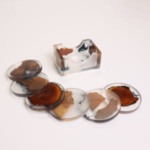 Juego de Posavasos de Resina Natural Pintados a Mano, Ecológicos y Personalizables de Alta Calidad con Soporte de TIMELESS CRAFT - Product Image 3