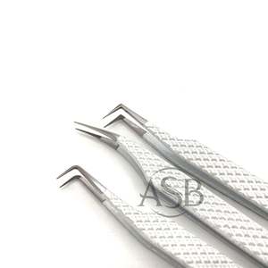 90 Degree Skinny <b>Tweezer</b> With Snowflake Lash <b>Tweezer</b> Stainless Steel Customised Logo Printing OEM Service - Product Image 5