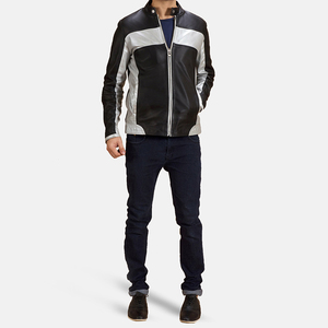 Veste Slim Fit en Cuir de Fourrure de Mouton Véritable pour Hommes Bomber de Travail d'Hiver Décontracté avec Bloc de Couleur pour Moto Motard Équitation - Product Image 4