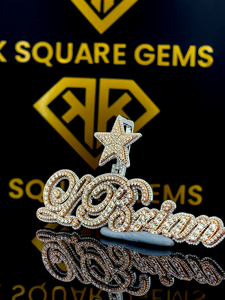 Custom <b>Initial</b> Logo Hip Hop <b>Pendant</b>, <b>Initial</b> Letter Hip Hop <b>Pendant</b>, Moissanite <b>Pendant</b>, Ice Out Hip Hop Jewelry, Rose Plated - Product Image 2