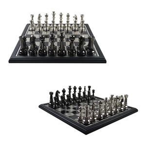 Jeu d'échecs de conception de luxe lumineux avec la meilleure conception de finition Décors de table combinés colorés et polis Jeu de cerveau Jeu d'échecs en métal - Product Image 3
