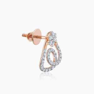 ต่างหูเพชรโรสโกลด์ดีไซน์เก๋ไก๋ ประดับเพชรระยิบระยับ เหมาะสำหรับงานปาร์ตี้ สำหรับผู้หญิง - Product Image 4