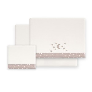Parure de lit 3 pièces pour berceau en tissu polaire corail, modèle Luna Estrellas, technique tissée - Product Image 1