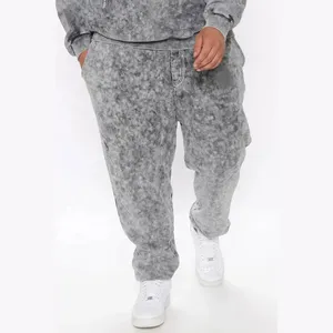 Survêtements confortables pour hommes, lavage à l'acide, vêtements de course légers en vrac, motif uni, taille plus - Product Image 3