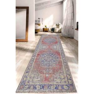Alfombra Turca Personalizada: Alfombra Oriental Roja para Escaleras, Apta para Mascotas, Alfombra de Chenilla - Product Image 1