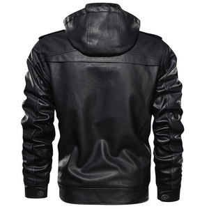 Veste bomber imperméable coupe ajustée rembourrée en cuir PU à col montant avec logo personnalisé en gros pour hommes, nouvelle collection 2025 - Product Image 4