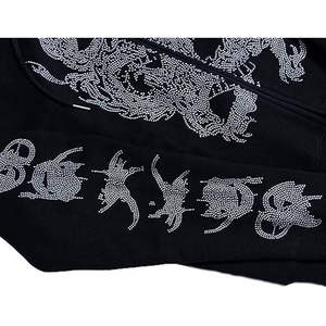 Bling strass à capuche 320GSM coton polyster Logo personnalisé Streetwear pull pour hommes femmes Service OEM - Product Image 3