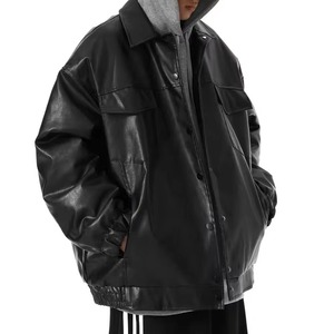 Custom High Quality PU Leather <b>Jacket</b> for <b>Men</b> Winter Windbreaker with Zip Glow Custom Polyester <b>Jacket</b> - Product Image 4