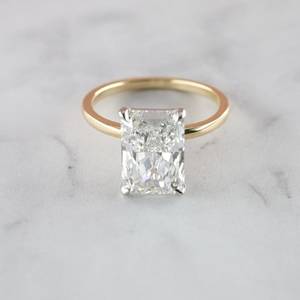 Anillo de boda de corte radiante de hielo triturado elegante hecho a mano de 3,31 quilates, solitario minimalista, joyería nupcial, certificado GRA para ella - Product Image 1