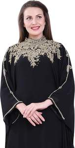 Robe Abaya Musulmane à Paillettes, Robe Longue avec Ornements en Cristal et Fonction Antistatique, Décoration à Motifs Abaya - Product Image 5