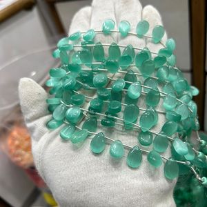ลูกปัดแก้วควอตซ์สีเขียวโมโนลิสาพร้อมอัลมอนด์แบบหลวมสำหรับทำเครื่องประดับ - Product Image 4