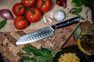 Venta al por mayor personalizado de calidad superior OEM ODM servicio hecho a mano japonés cuchillo de cocina hoja de acero inoxidable de alto carbono mango negro - Product Image 5