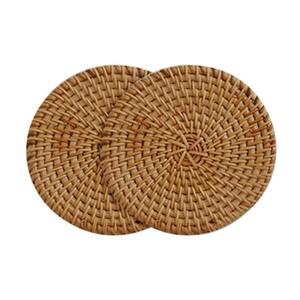 Handmade Round Rattan <b>Placemat</b> Natural Hyacinth Wicker Mat Farmhouse Bohemian Circle Woven Heat Resistant Modern Design - Product Image 5