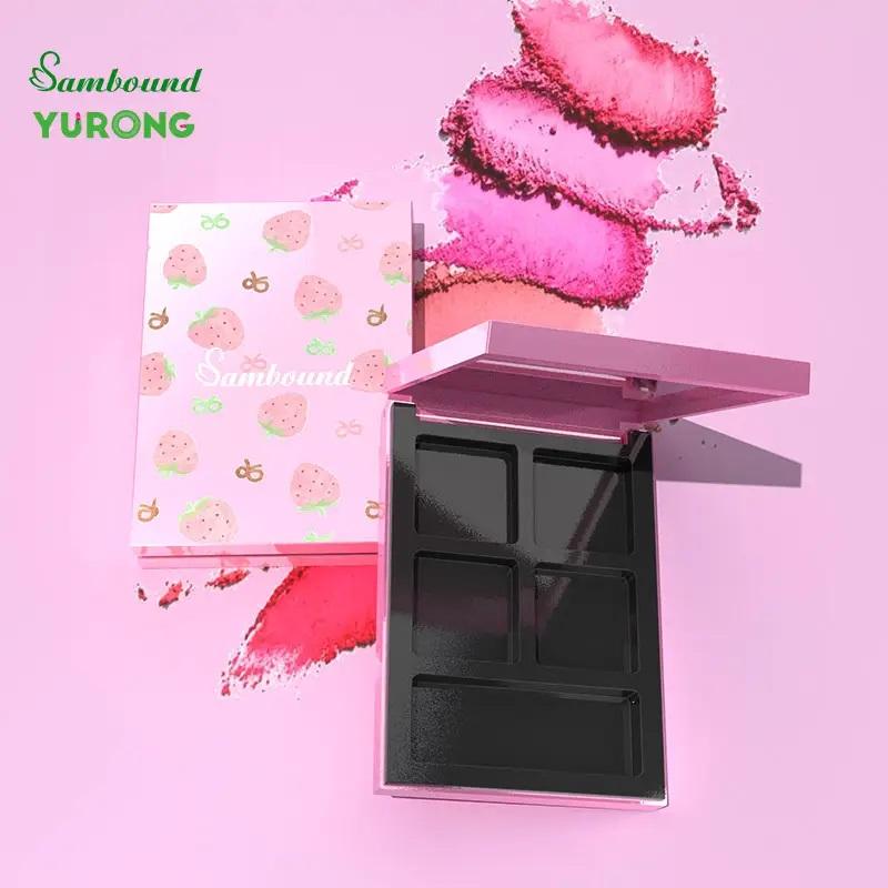Dual-Color Eco-Friendly PET Plastic Storage Box Customizable Logo Rose Gold Plating for Blush or Eye Shadow/Contour