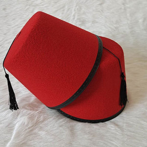 Maroon Fez Sombrero de fieltro Shriner Bordado a mano Todas las filas Oem Maroon Fez Sombrero Fezzes Venta al por mayor Color personalizado - Product Image 4