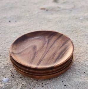 Assiette de service ronde en bois d'acacia naturel Vaisselle Vaisselle Chargeur Plateau Écologique Durable Cuisine Vaisselle Restaurant - Product Image 1