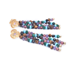 Boucles d'oreilles pendantes plaquées rhodium à la mode ensemble de bijoux avec pierres précieuses en cristal d'améthyste turquoise pour cadeau de mariage pour femme - Product Image 3