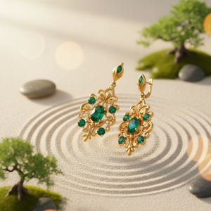 Pendientes de Plata de Ley 925 con Hidro Verde en Múltiples Formas, Chapados en Oro de 18K, Joyería de Moda Hecha a Mano para Mujer - Product Image 2