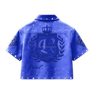 T-shirts oversize streetwear brodés de haute qualité, ensembles 2 pièces, chemise zippée ample en nylon personnalisée pour hommes et femmes - Product Image 2