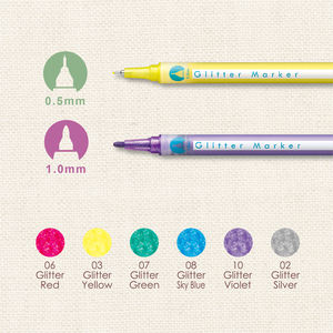 SIMBALION Direct 0.5mm Glitter Water-Based Fiber Tip Marker Pen Set Art Markers PLA Non-Erasable Fine Line Model <b>DI</b>-GT6/S - Product Image 5