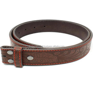 Cinturón de herramientas de mano de cuero occidental de grano suave cinturón de cuero mecanizado con patrón grabado de diseñador para vaquero con costuras coloridas - Product Image 4