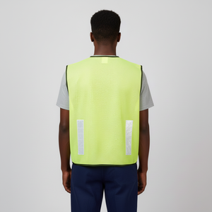 Custom Logo Mesh ANSI Class 2 Waterproof LED Flash Multi Pockets Solid <b>Black</b> Color Safety Reflective Gold Stripes Men's <b>Vest</b> - Product Image 3