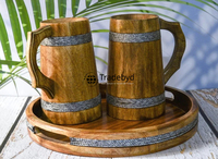 Taza de Madera Esencial para Camping, Estilo Clásico, Duradera, Reutilizable, Ecológica, con Asa Integrada, Regalo Empresarial, para Comida