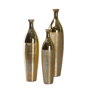 High Rating Set of Three Classical Floor <b>Vases</b> Set Indian Style Handmade Crafts Brass Cyclindrical <b>Unique</b> Flower <b>Vase</b> for Floor - Product Image 1