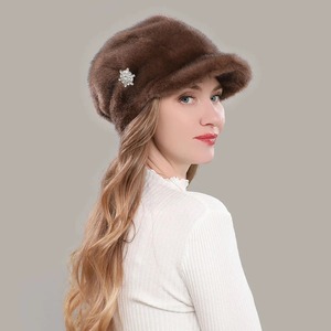 Women <b>Winter</b> Mink Fur Flower Decoration Thickened Baseball <b>Cap</b> Luxury Warm Solid Color <b>Winter</b> Warm - Product Image 4