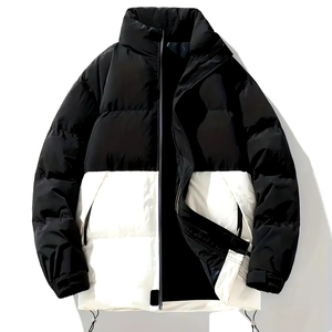 2024 abrigo de invierno impermeable de alta calidad hecho a medida para hombre, chaqueta acolchada con capucha, decoración de piel de poliéster, punto liso - Product Image 1