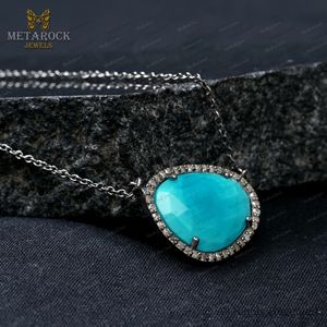 สร้อยคอเงิน925ที่เป็นของแข็งสร้อยคอทำด้วยมือเครื่องประดับเพชรสร้อยคอสีเขียวขุ่น - Product Image 3