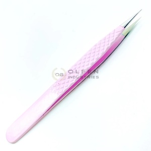 Pinzas de pestañas de acero inoxidable Rosa bebé personalizadas agarre de diamante de aislamiento de punto recto con logotipo personalizado - Product Image 2