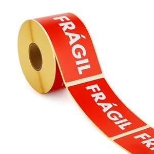 Etiquetas Adhesivas Rojas 'Fragile' Resistentes al Agua, Modelo 4x6 para Mayor Visibilidad en Paquetes de Envío y Almacenamiento, 10x5 cm - Product Image 1