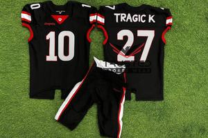 Tenues de football américain personnalisées à la mode, imprimées numériquement, manches courtes, séchage rapide, respirantes, haute qualité, grandes tailles - Product Image 6