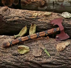 Customized Viking <b>Axe</b> Dual-Headed Industrial Grade Carbon Steel with Wooden <b>Handle</b> for Outdoor Camping & DIY Wood Cutting Sale - Product Image 4