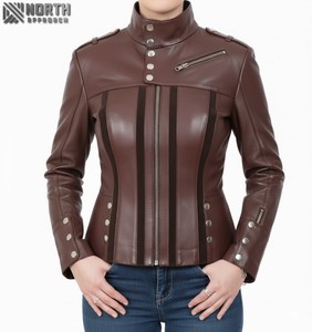 Chaqueta de cuero de invierno 2025 para mujer, tejida, transpirable, personalizable, de alta calidad - Product Image 4