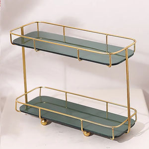 Support à gâteau décoratif en métal doré de haute qualité avec plaque en marbre - Product Image 1