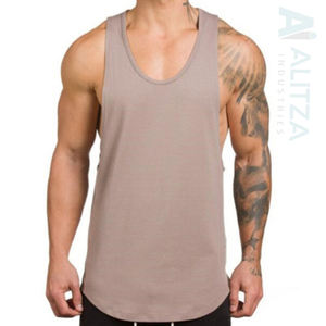 100% algodón suave cómodo gimnasio Stringer Tank Top OEM Logo liso deportes culturismo Fitness correr personalizado elegante Tanktop - Product Image 2