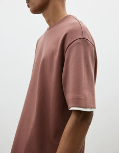 T-shirt pour homme en coton 100% de qualité supérieure, coupe ample, épaules tombantes, style boxy, taille plus, 260 GSM, poids lourd. - Product Image 2