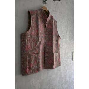 Chaleco Acolchado de Algodón Ecológico Hecho a Mano, Chaqueta sin Mangas para Mujer, Ropa Exterior Informal para Todas las Temporadas, Estampado Tradicional en Bloques, con Botones - Product Image 3