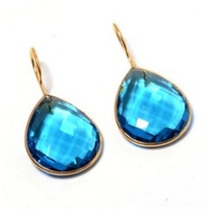 Pendientes con forma de pera de Plata de Ley 925, GEMA de Topacio Azul, Hydro, novedad - Product Image 1