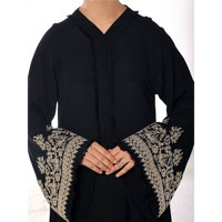 Abaya T-shirt à manches longues unie pour femmes musulmanes, en tissu tricoté, avec broderie islamique pour la prière, boutons, poche, écologique, style urbain
