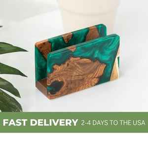 Latest Design Wooden <b>Tissue</b> Box with resin Napkin Holders Facial Resin <b>Paper</b> Restaurants Hotels Wholesale Manufacture - Product Image 2