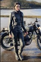 Costumes pour filles Veste et pantalon de moto de qualité supérieure en cuir de course avec logo personnalisé en cuir de couleur personnalisée